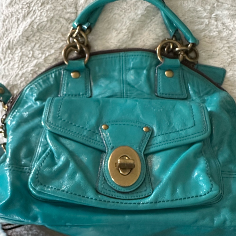 Turquoise Coach Legacy Francine Leather Shoulder Bag Satchel Ltd Ed